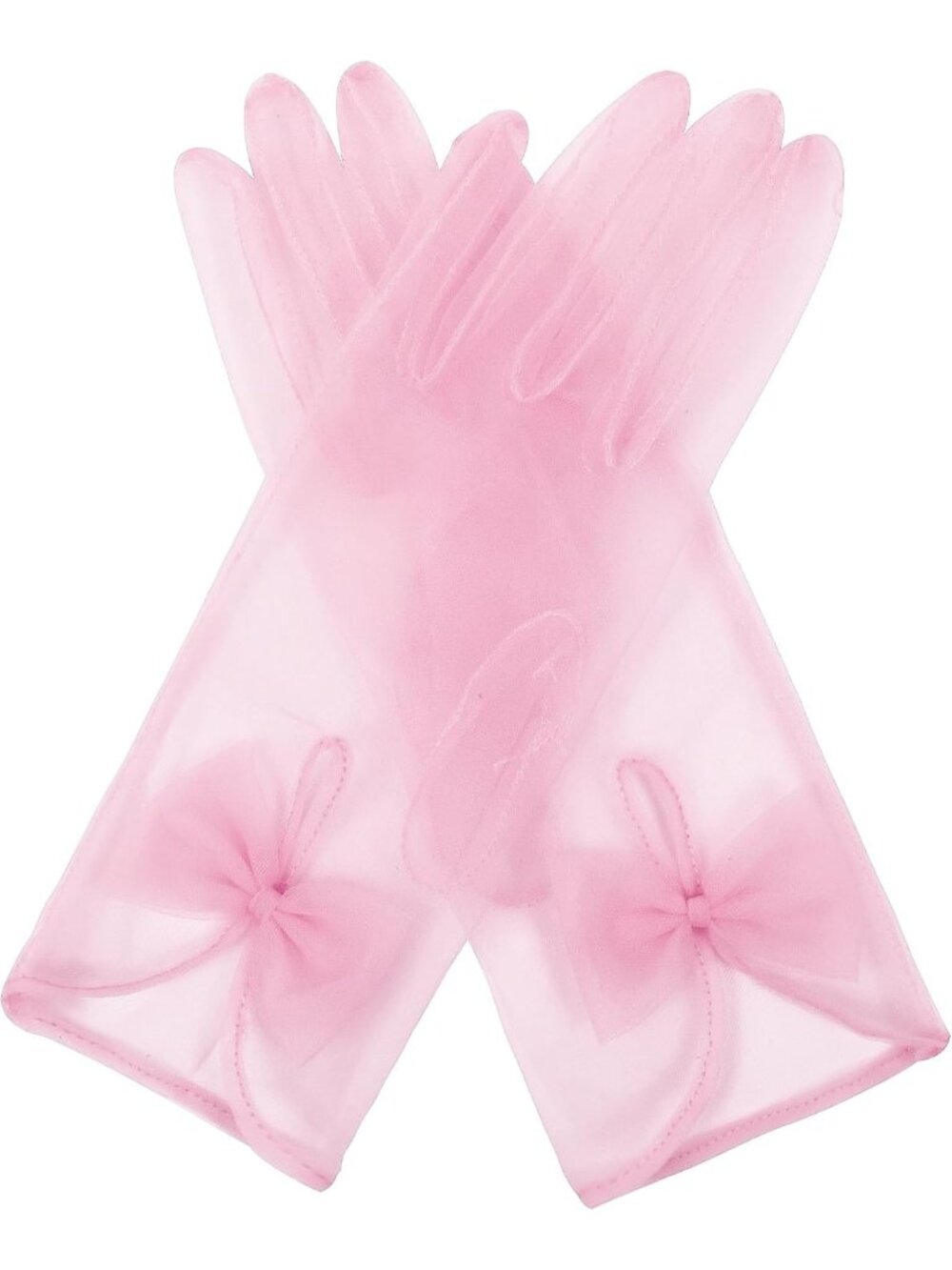 Women's Pink Wrist Length Vintage Stretchy 1920s Flapper Look Tulle Mesh Gloves